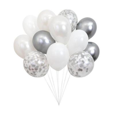 Набір для дитячих свят повітряні кульки 12шт срібло 216496 Meri Meri