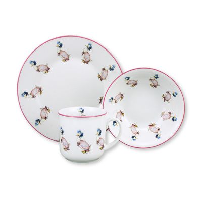 Набор детской посуды из фарфора 3шт белый-роз-гол. 053.516/1 Reutter Porzellan