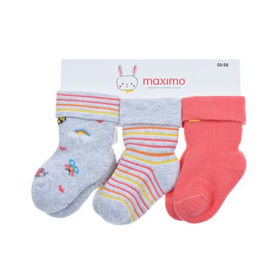 Шкарпетки дитячі махрові 3од. 50-56 сірий-корал 05836-327965 Maximo
